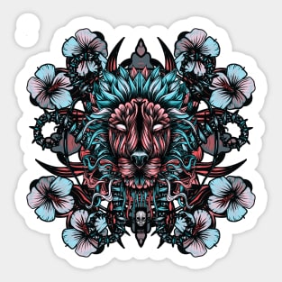 Lion and flowers Sticker